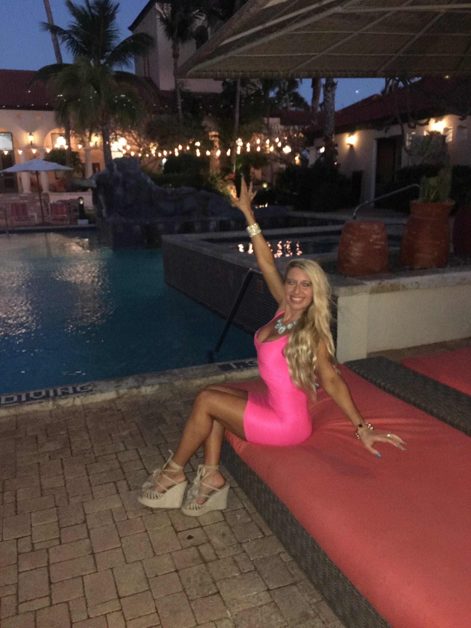 Shawn Rene Zimmerman pink Bebe dress fashion active lifestyle Aruba country club